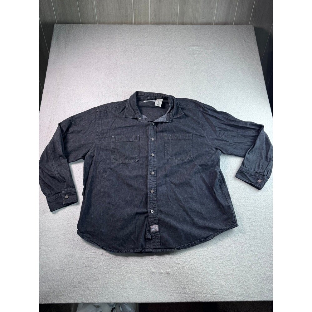 Levi Strauss Signature Men's 3XL Dark Gray Washed Denim Long Sleeve Button Down